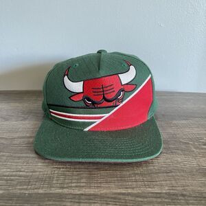 Mitchell & Ness NBA Chicago Bulls Green Red Embroidered Adjustable Snapback Hat